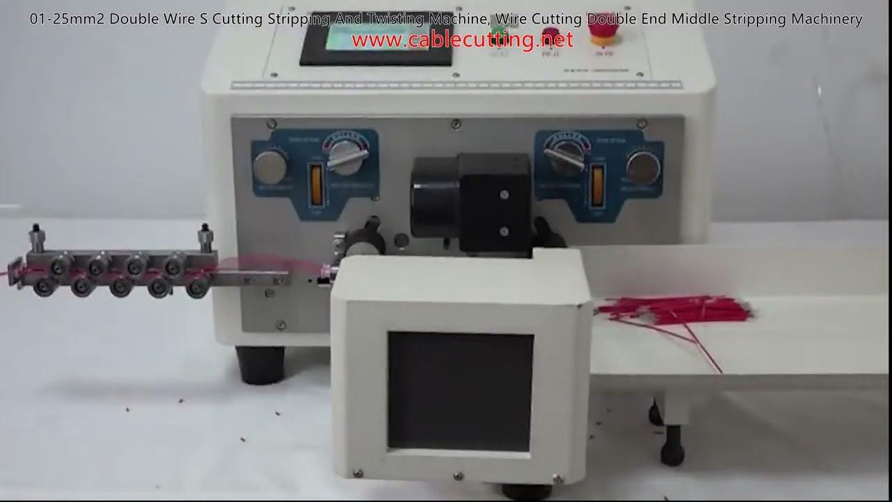 01-25mm² 이중 와이어 절단, 피복 벗김 및 꼬임 자동화 기계